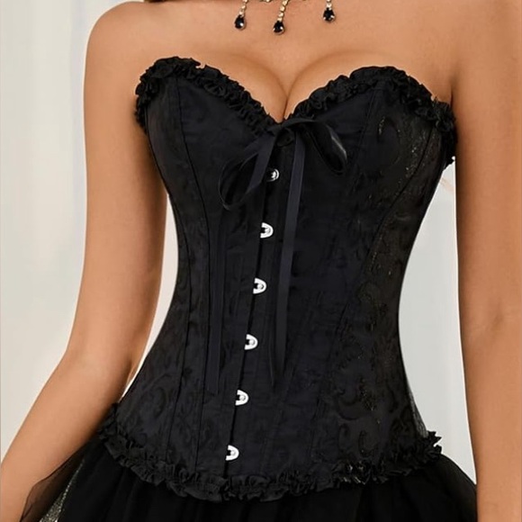 🖤 Victorian-Inspired Black Corset Top – Size Large - Picture 1 of 4